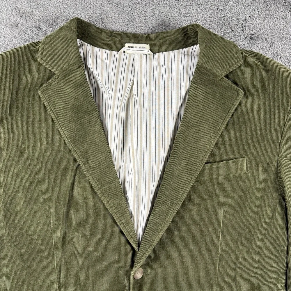 Preswick & Moore Mens Olive Green Corduroy Blazer Sport Coat XL Patch Pockets
